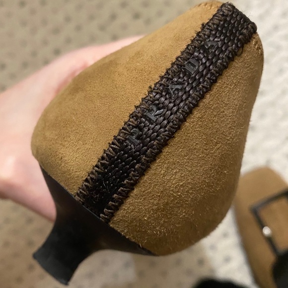 PRADA Kitten Heels Iconic Mod Buckle Square Toe 41 11 - Picture 7 of 13